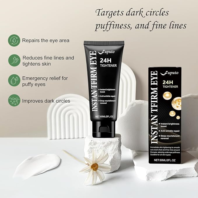Temporary Instant Eye Tightener Cream – 60 ML Retinol Under Eye Cream Quickly Reduces Dark Circles, Targets Eye Bags, Puffiness & Lines & Firming, Deep Hydration & Moisture Lock (1Pack)