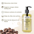 Organic Castor Oil - Cold Pressed 9 fl oz - 100% Pure & Hexane Free - Castor Oil for Hair Growth - Moisturizing & Nourishing - for Face & Body