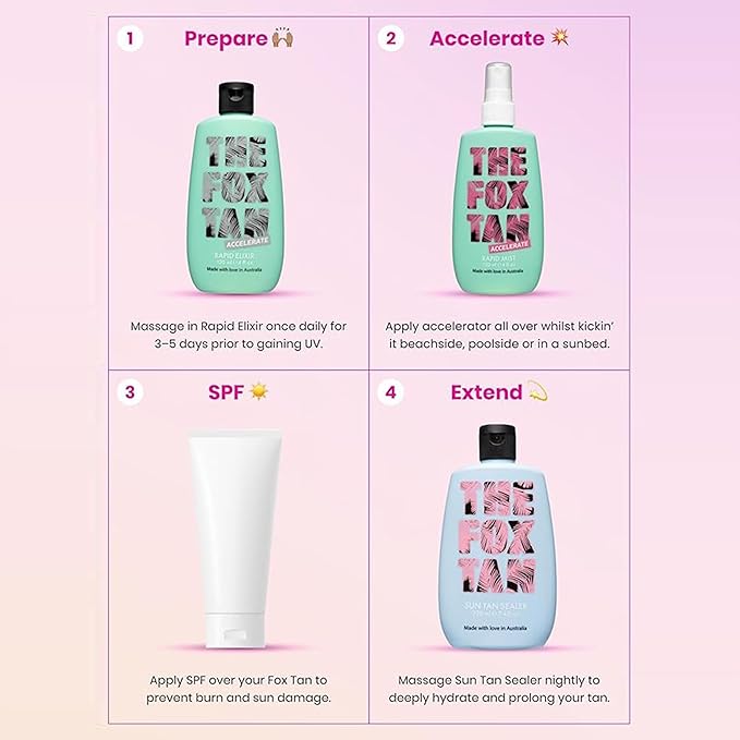 The Fox Tan Rapid Tanning Elixir, Natural Tanning Accelerator Lotion For Darker & Faster Tans, Creates Flawless Tan Skin, Vegan & Cruelty-Free, 120mL