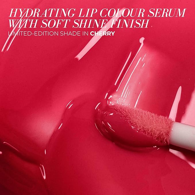 FITGLOW Beauty Lip Colour Serum | Hydrating Lip Gloss | Plumping Anti-Aging Lip Treatment | Natural Shine with Pomegranate Sterols & Collagen | Buildable Color for Dry Chapped Lips | Cherry - 10g