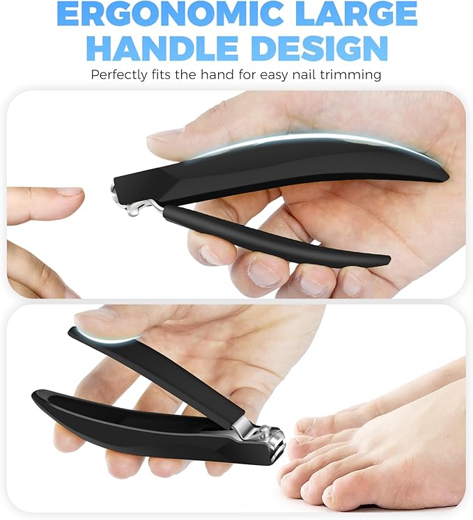 DRMODE Nail Clippers for Men with Catcher, Anti Splash Self-Collecting Finger Nail Clippers Adult with Ergonomics Long Handle, Heavy Duty Mess Free Toenail Clippers Nail Cutter Unique Gifts for Women
