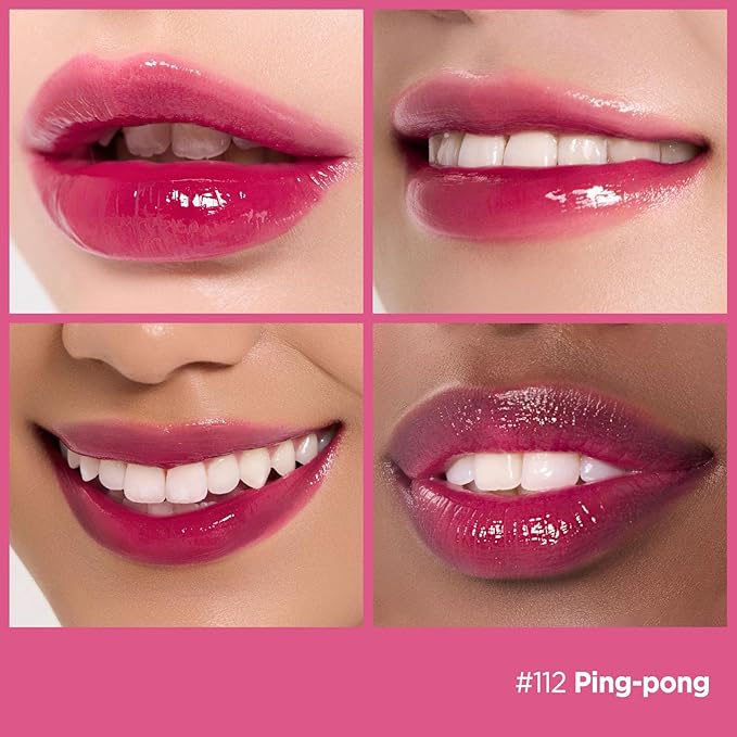 Laka Fruity Glam Lip Tint Mini, 1.9g/0.07oz, Glowing Lip Stain with Wide Color Spectrum, Hydrating & Lightweight Texture, Long-Lasting Bold Stain, Non-Sticky, Vegan, K-Beauty (#112 Ping-pong)