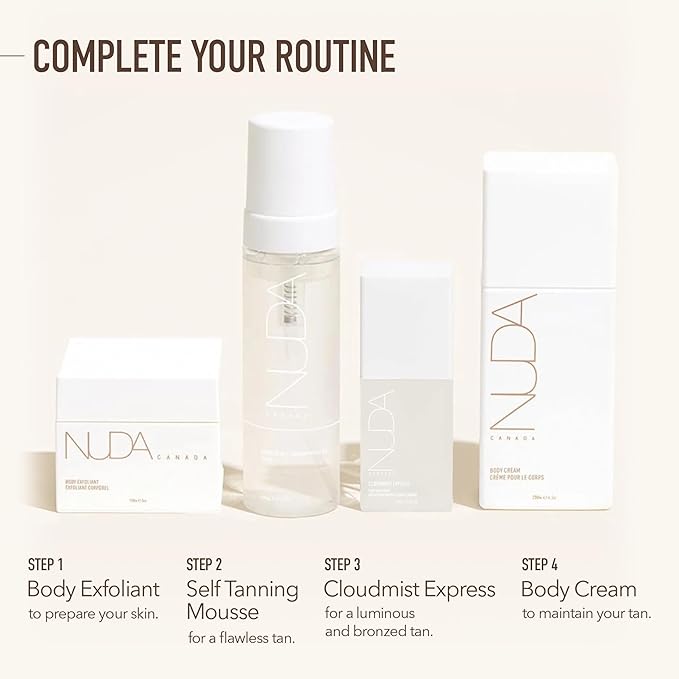 Nuda CloudMist Express Face Tan Water, Lightweight Transfer-Resistant Self Tanning Mist, Infused with Hyaluronic Acid, Cucumber and Green Tea Extract, Bronzer Free, Vegan, Fragrance Free, 2.5 Fl Oz