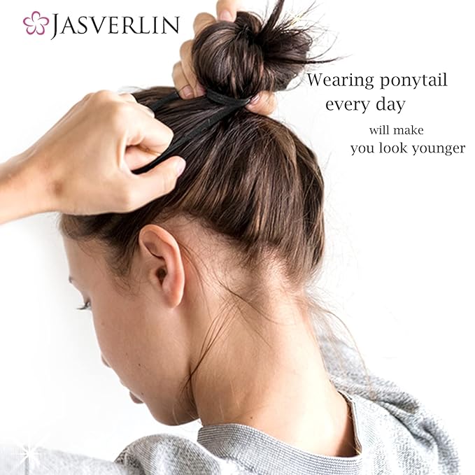 100 pcs Hair Ties Black Ponytail Holders, Soft Elastics Small No Damage Hair Bands for Women Girls Thick Thin Hair Styling Accessories Seamless No Pull 1.5 inch