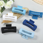 4 Inch Big Hair Claw Clips 6 Pcs Large Claw for Thick Hair Square Hair Clips for Women Rectangle Hair Clips Nonslip Acrylic Banana Jaw Clips Hair Accessories for Girls (Blue)