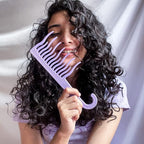 XO Curls Shower detangling hair comb, Wide tooth comb, Comb with hook for easy hanging in shower, Gentle on Scalp, Hair comb for with curly & wavy hair (Lavender)