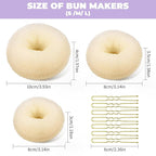 TsMADDTs Donut Bun Maker, 3PCS Hair Bun Maker with 20PCS Bobby Pins Blonde for Ballet Styling