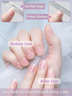 2 Packs Glass Nail Buffers with Case for Natural Nails, Glass Nail Files Shaping Nano Nail Shiners Crystal Polisher Manicure Tools Shine for Home Salon Use Stocking Stuffers for Women Christmas Gift