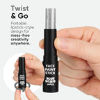 Blue Squid PRO Metallic Silver Face Paint Stick - Waterproof Silver Body Paint Adults & Kids Eye Black Baseball, Eyeblack Softball -Hypoallergenic Twist-Up Non-Toxic Makeup Stick Cosplay, Sports & SFX