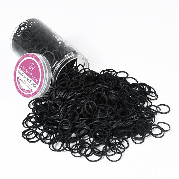 1000 Pcs 3/4 inch Black Hair Rubber Bands, Small Rubberbands Ponytail Holder no Damage Mini Tiny Hair Ties Elastics Girls Women Baby