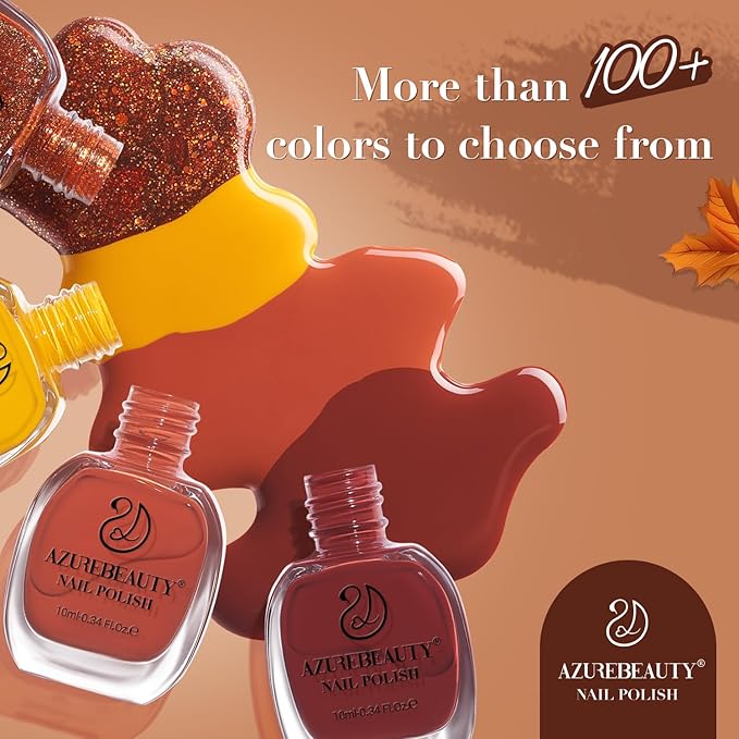 AZUREBEAUTY Brown Nail Polish Quick Dry Fall Nail Polish Natural Shine Nail Lacquer Salon-Quality for Women Girl Gift Set 1Pcs 0.34 fl oz