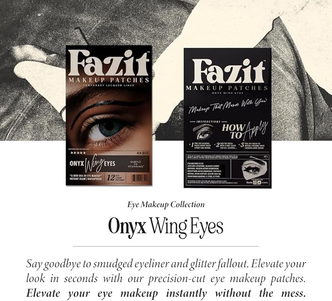 Fazit Makeup Patches - Onyx Wing Eyes - Glow Up Make-Up Patches - Cute Glitter Makeup Accessories For Women - Cosmetic Glitter For Face
