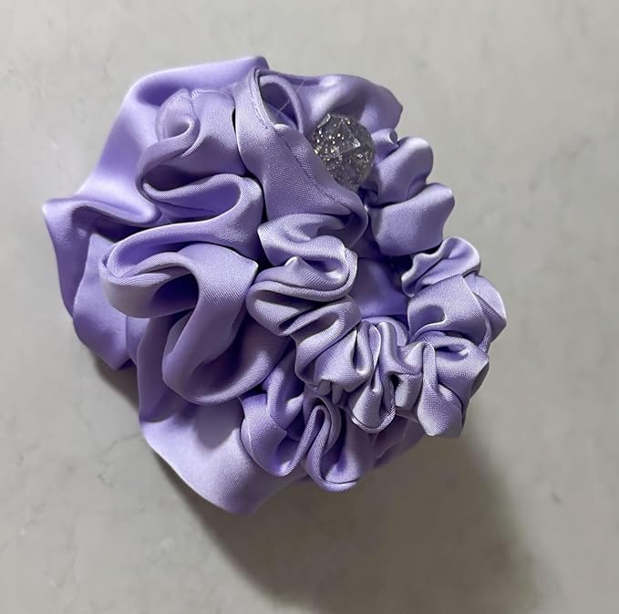 3 Pieces Satin Scrunchies Set for Hair No Crease Elastic Hair Ties for Women and Girls (Purple)