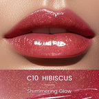 CATKIN Glossy Lip Balm Ultra Hydating Glow Lip Tinted Jelly Plumping Melting Balm Shea Butter Repair Soothing For Dry Lips 0.12 oz C10 HIBISCUS