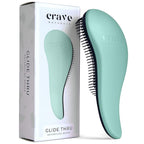 Crave Naturals Glide Thru Detangling Hairbrush That Glides Through Tangles for Wet, Dry and Damaged Hair - Gentle Detangler Styling Tool for Adults, Kids, Men and Women - 7.5 x 3 in, Turquoise