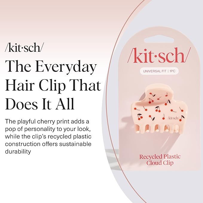 Kitsch Medium Hair Clips for Women – Strong Hold Claw Clips for Thick or Thin Hair – Recycled Plastic, Non-Slip, Durable – Cherry Print | Ideal Gifts for Women – 1pc