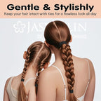 2.4" Large Hair Ties No Damage, Thick Hair Bands for Women, Soft Elastic Ponytail Holders Cotton Seamless Scrunchies Stretchy No Crease 30 Pcs (Black)