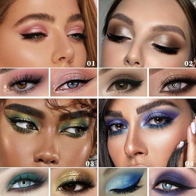 AMY'S DIARY 2 Color Shimmer Matte Eyeshadow Palette 4 pcs set – Shimmer matte Shades eye shadow for Eye Makeup, Long-Lasting & Highly Pigmented, Vegan & Cruelty-Free for woman (01+02+03+04)