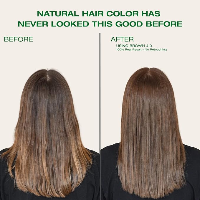 Naturigin Permanent Hair Dye - 4.0 Brown - 100% Gray Coverage, Long-Lasting Natural hair Color - Ammonia & Paraben-Free, Vegan and Plant-Infused Formula (Pack of 1)