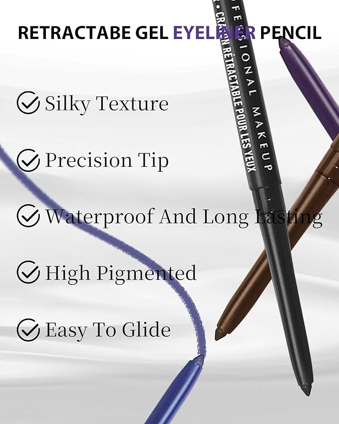 Purple Waterproof Colored Mascara&Eyeliner,5D Fiber Mascara for Eyelashes Volume and Length,Smudgeproof Color Waterline Gel Eye Liner Pen Lengthening Curling Máscara Women Party Stage Use Makeup Gift