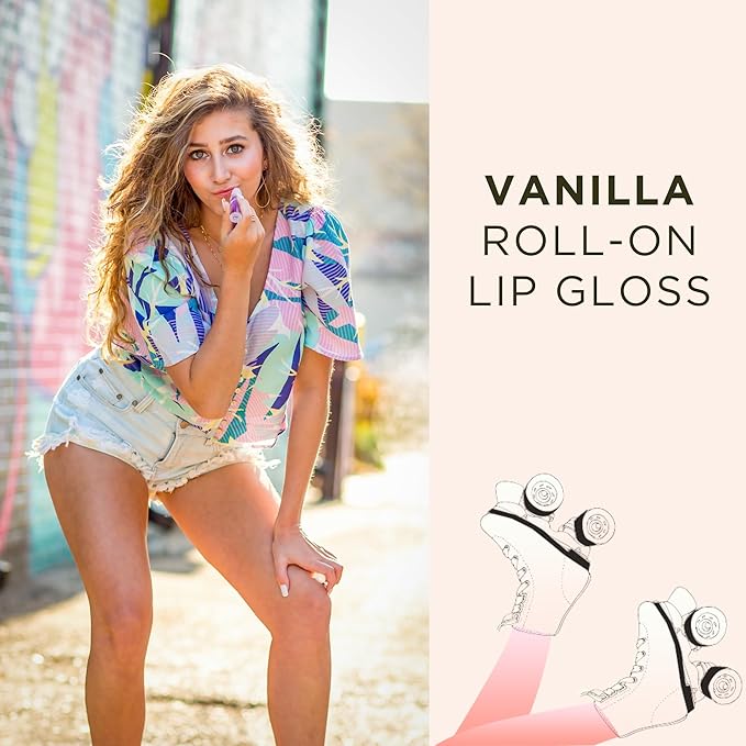 Honestly Margo Roller Girl Roll-On Lip Gloss (Vanilla Crystal, 2 Pack) – Lip Gloss for Women with Hydrating Vitamin E & Moisturizing Shine, Refreshingly Lightweight Your Lip Stain, Non Stick Gloss