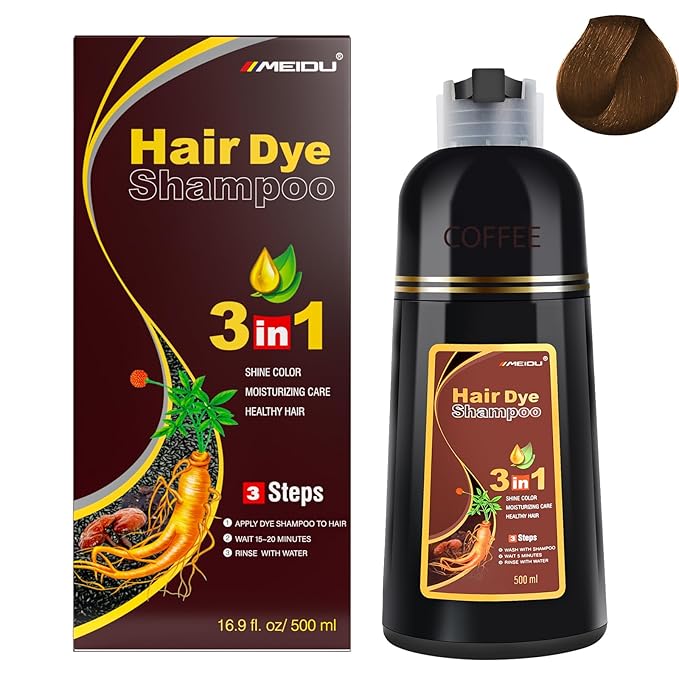 IIIMEIDU Hair Dye Shampoo 3 in 1 for Gray Hair, Herbal Ingredients Shampoo Hair Dye for Women Men, Grey Coverage 500ml 1