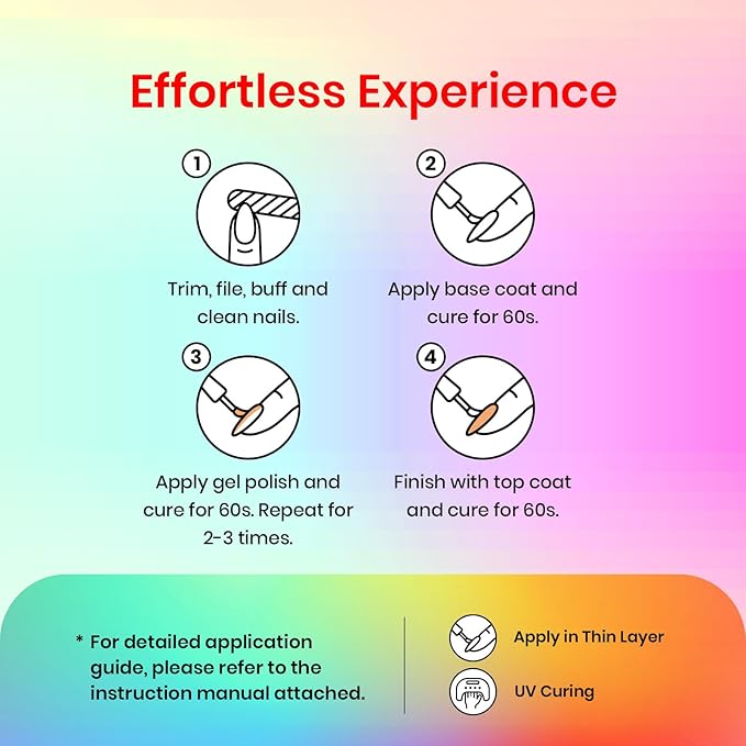 Beetles Rainbow Gel Nail Polish Set, 6 Colors Red Yellow Blue Orange Green Purple Polish Rainbow Flag Gel Nail Polish Kit Soak Off UV Nail Art Design Salon DIY Manicure Gifts for Women Girls