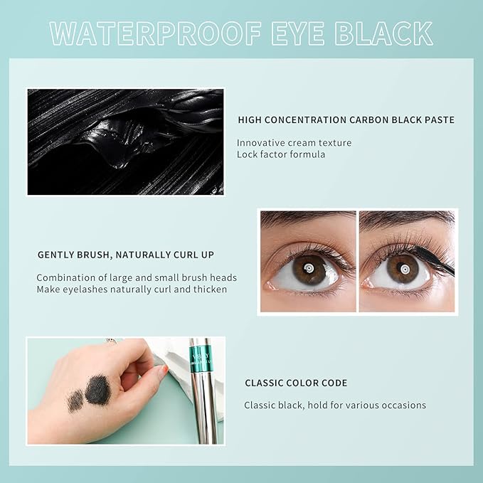 2 in 1 Mascara 5x Longer Waterproof Lash Cosmetics Natural Lengthening and Thickening Effect No Clumping Superstrong Magic 4d Silk Fiber for Vibely Mascara Makeup