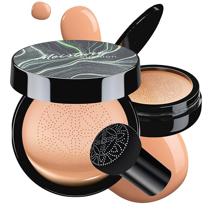 Mushroom Head Air Cushion CC Cream - Tattoo Cover up BB Cream Foundation Makeup Moisturizing Concealer Long-Lasting, Cushion Foundation Full Coverage Self Adjusting for All Skin Types (Nude)