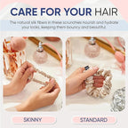 Blissy Silk Scrunchies (3 Pack) - 100% Pure Mulberry Silk - 22 Momme 6A High-Grade Fibers Scrunchie for Straight & Curly Hair - Preventing Breakage, Tangling, & Creasing (Champagne Skinny)