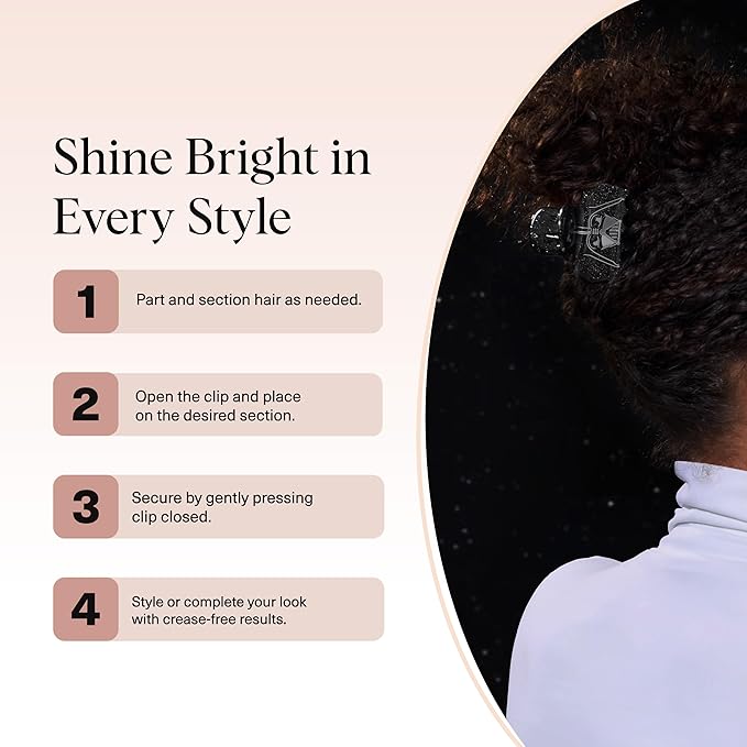 Kitsch x Star Wars Darth Vader Glitter Medium Hair Clip for Women – Dark Side Galaxy-Inspired Claw Clip | Recycled Plastic, Strong Secure Grip | Ideal Gifts for Women, Hair Accessories for Girls