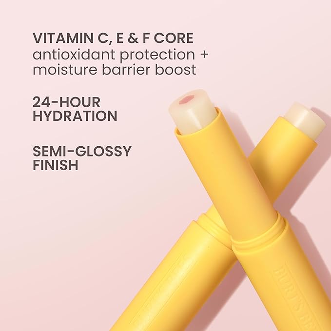 Burt's Bees Boosted Lip Balm Sheer Plus; Vitamin Lip Balm, Nourishing Vitamin C, E, and F Core; 24 Hour Moisture; Tint Free, Semi Glossy Finish; 100% Natural Origin; 1 Tube; 0.16 Oz.