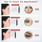 20X Magnifying Mirror & Tweezers Kit, 6 Inch Round Compact Travel Mirror with 3 Suction Cups