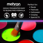 Mehron Makeup Paradise FX Neon UV Glow 8 Color Palette | Magnetic Refillable Special Effects Paint Palette | Professional Water Activated Paint for Raves, Costumes, SFX, Halloween, & Cosplay