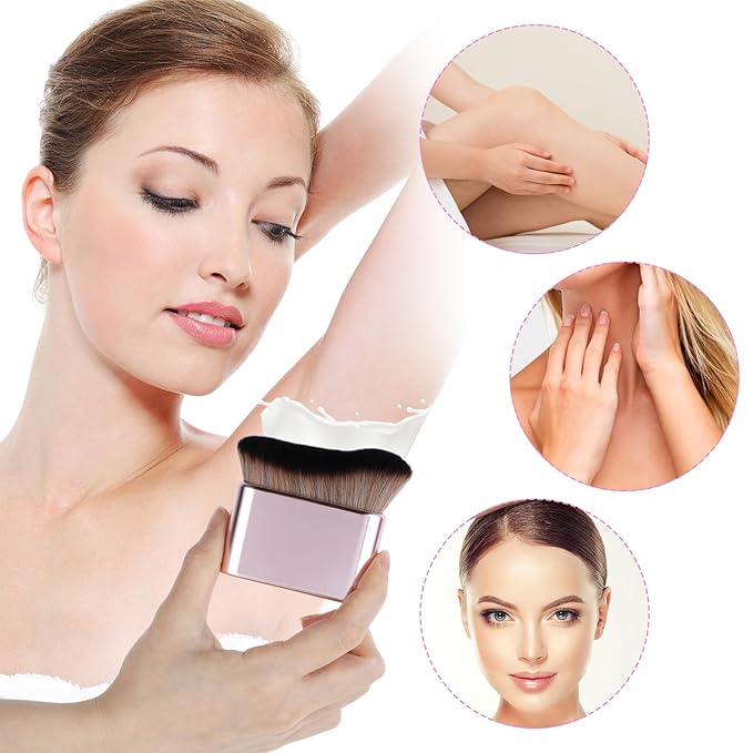 Soft Body Makeup Brush Portable Self Tanning Brush Self Tanner Face & Body Makeup (Pink Rose Gold)