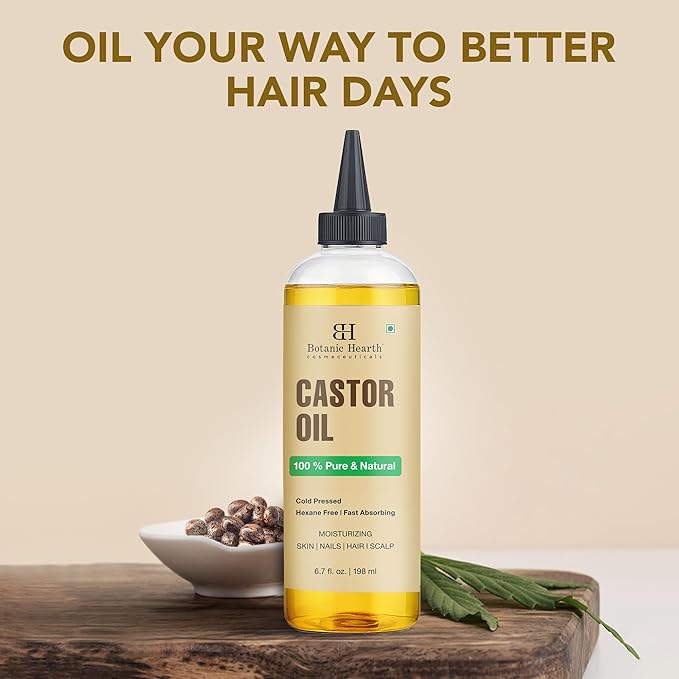 Botanic Hearth Hair Oil for Hair Growth | Strengthening Dry, Frizzy, Damaged Hair & Scalp Treatment | No Parabens or Harmful Sulfates | All Hair Types | Castor Hair Oil - 6.7 Fl Oz