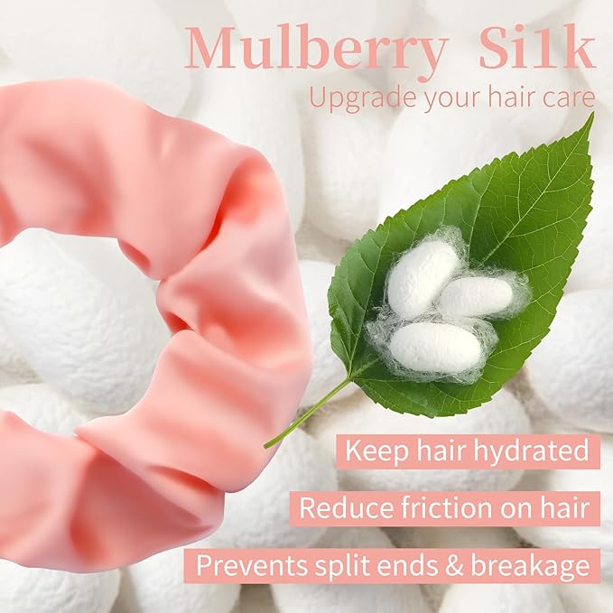 5Pcs Mulberry Silk Hair Ties,Silk Hair Scrunchies for Frizz & Breakage Prevention,No Damage,Elastic Ponytail Holders, Funny Gifts for Girlfriend Her Mon Grandma Daughter
