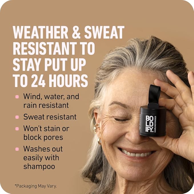 BOLDIFY Hairline Powder - Root Touch Up Hair Color for Gray Coverage - Bald Spot Concealing Hair Powder for Women & Men - 24-Hour Stain-Proof - Gray