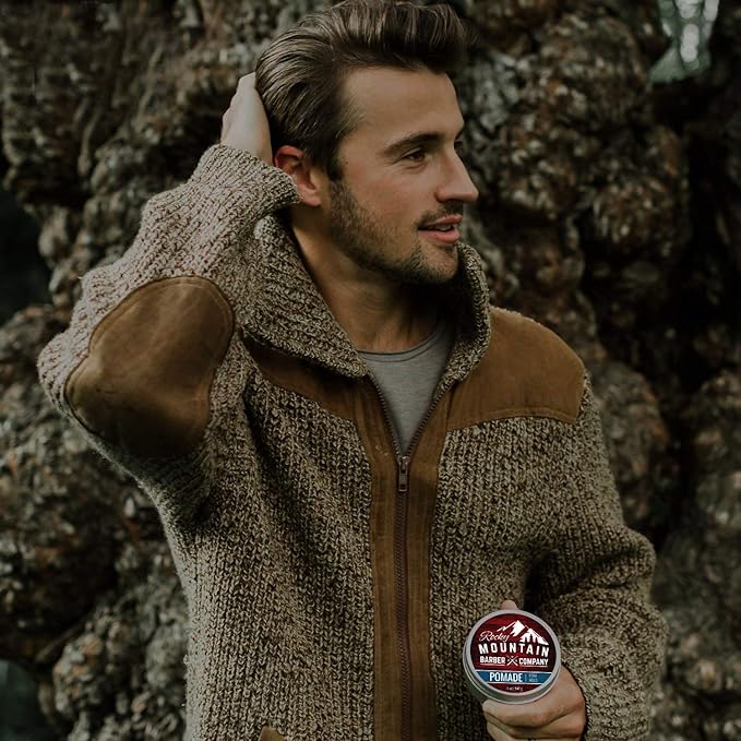 Rocky Mountain Barber Company Pomade for Men - 5 oz Tub Classic Styling Product with Strong Firm Hold for Side Part, Pompadour & Slick Back Looks – High Shine & Easy to Wash Out – Water Based