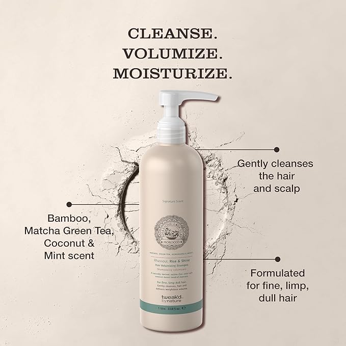 Tweak’d by Nature - Rise & Shine Hair Volumizing Shampoo for Oily Hair, Paraben and Sulfate Free Shampoo, Hydrating Hair Care for Soft, Tangle-Free Finish, Cruelty Free (33.8 ounces)