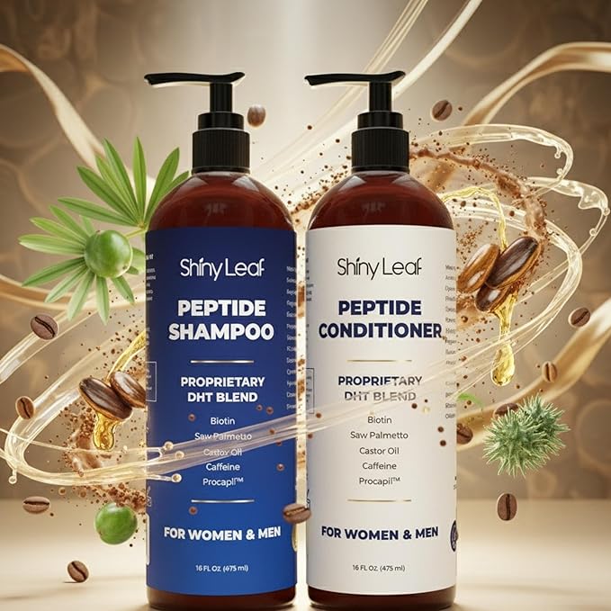 Anti-Thinning Peptide Shampoo And Conditioner – Sulfate Free Thickening Hair Fromula With Biotin, Caffeine & Saw Palmetto Made In USA For Women & Men, Safe For Color-Treated Hair, 2 PACK