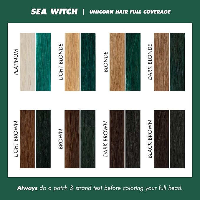 Lime Crime Unicorn Hair Dye Full Coverage, Sea Witch (Rich Teal) - Vegan and Cruelty Free Semi-Permanent Hair Color Conditions & Moisturizes - Temporary Green Hair Dye With Sugary Citrus Vanilla Scent