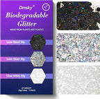Dmsky Chunky Glitter, 90g/3.18oz Eco Friendly Biodegradable Glitter for Face, Eyeshadow, Body, Hair, Nail, Resin, Craft, DIY Party Decorations, 3 Colors, Silver Holographic, White & Black
