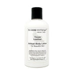The Soap Exchange Body Lotion - Texas Leather Scent - Hand Crafted 8 fl oz / 240 ml Natural Artisan Skin Care for Hand, Face, & Body, Moisturize, Hydrate, & Protect. Made in the USA.
