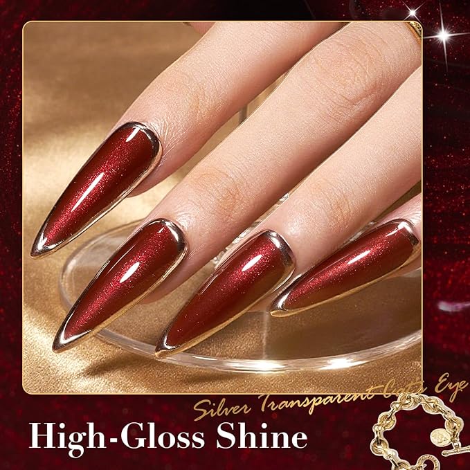 AZUREBEAUTY Red Burgundy Glitter Nail Polish, Quick Dry Ruby Christmas Natural Shine Nail Lacquer Salon-Quality for Women Girl Gifts