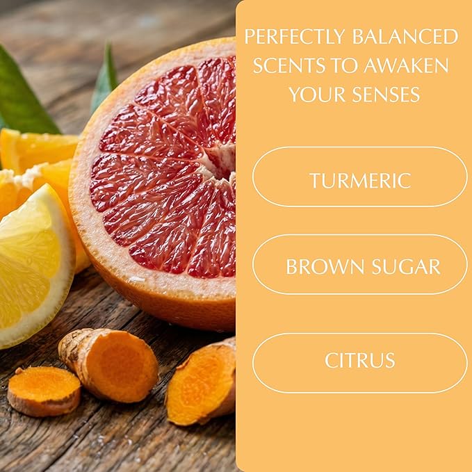 SpaScriptions Turmeric & Vitamin C Body Wash – Brightening Gentle Exfoliation Shower Gel Scrub for Men & Women with Brown Sugar & Hyaluronic Acid for Radiant Glowing Skin, Scented, Paraben Free, 32oz