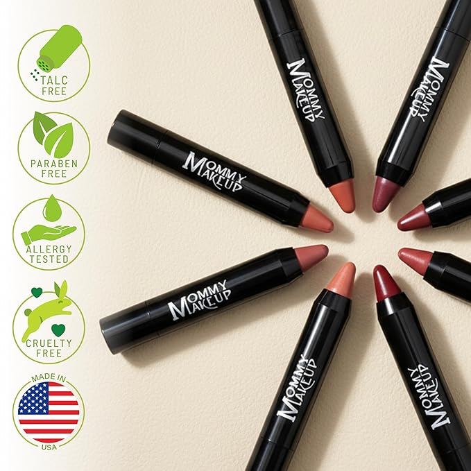 Mommy Makeup Triple Sticks Lipstick, Cream Blush & Treatment All-In-One with Shea & Cocoa Butter - Soft & Creamy Moisturizing Lip Crayon For Lips & Cheeks (Paris Pink)