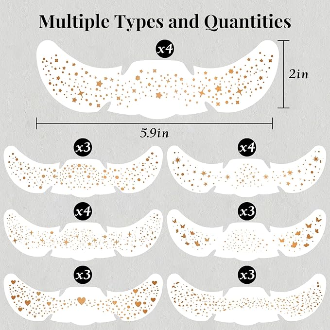 24pcs Glitter Freckles Makeup Patches-Gold-Face Speckle, Sparkle Speckles Patches for Women, Cute Golden Fake Freckles, Glitter Freckle Face Tattoo, Accessories for Musical Festival