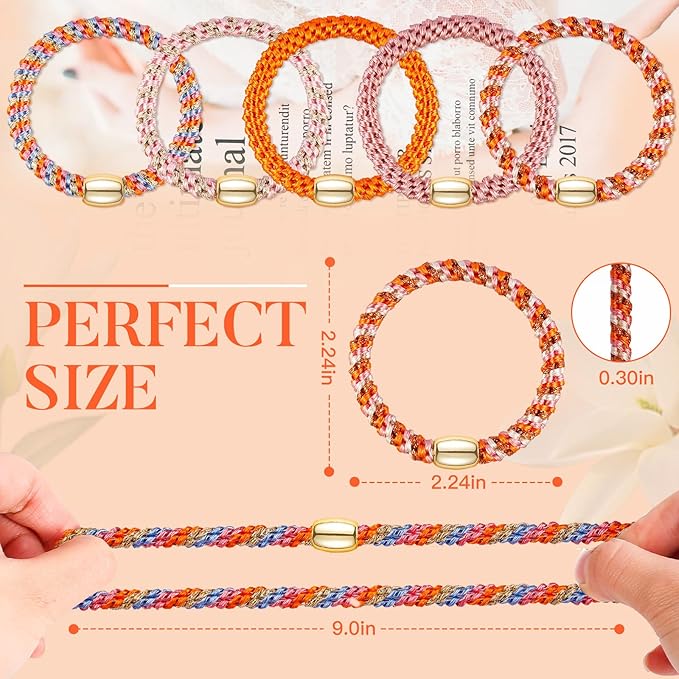Hair Ties No Damage - 10PCS Ponytail Holders - Elastic Hair Ties for Thick Hair - Braided Hair Bands for Women Girls's Hair - Persimmon Orange