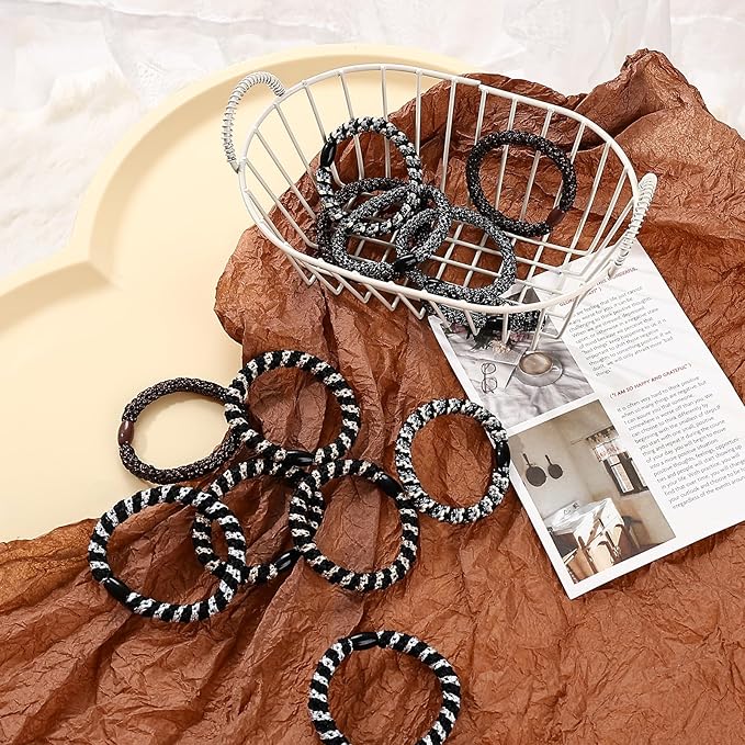 30 Pcs Hair Ties No Damage for Women Girls, High Elastic Braided Hair Ties for Thick Hair, Soft Ponytail Holders, No Crease Hair Bands for Curly Thin Hair Scrunchies (Neutral Colors)